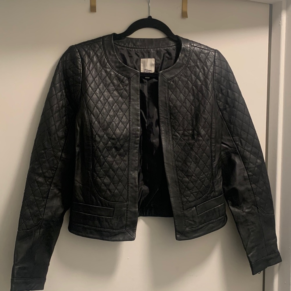 Halogen Faux Quilted Leather Jacket